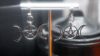 Large Triple Moon Goddess Earrings (Silver)