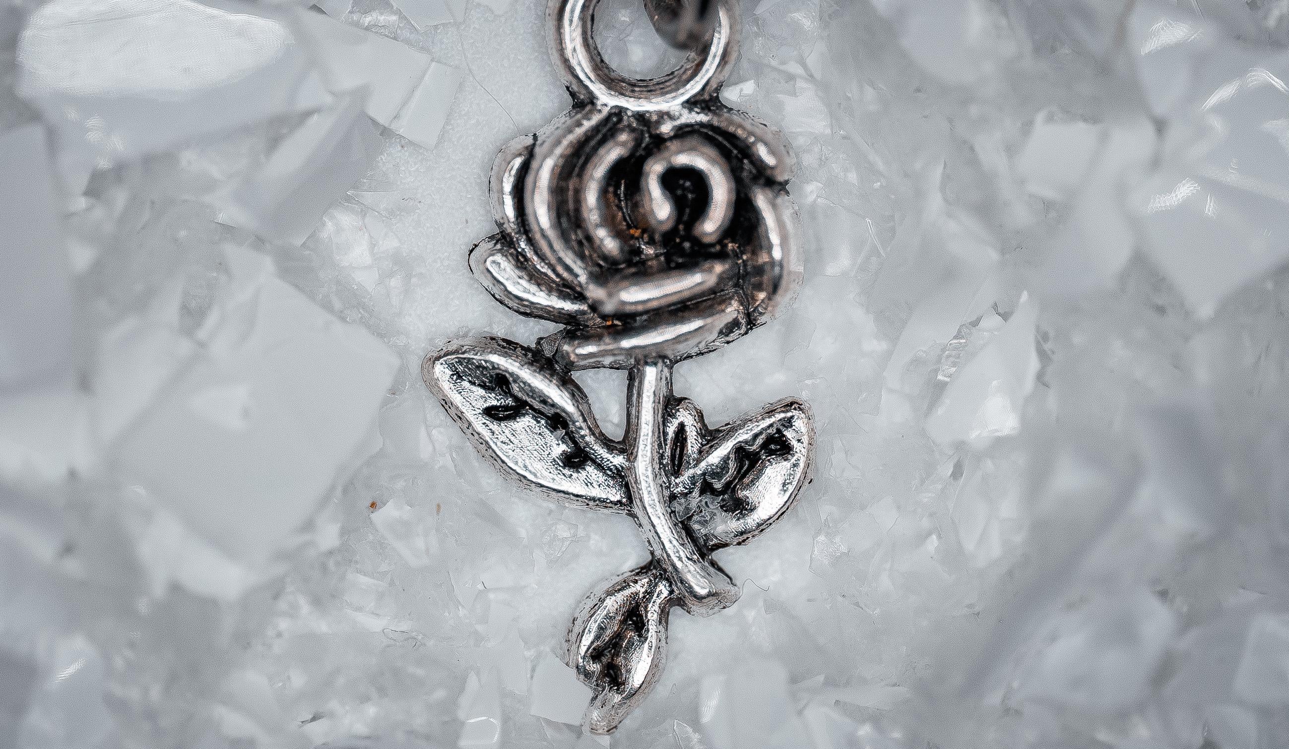 Rose Stem Necklace (Silver)