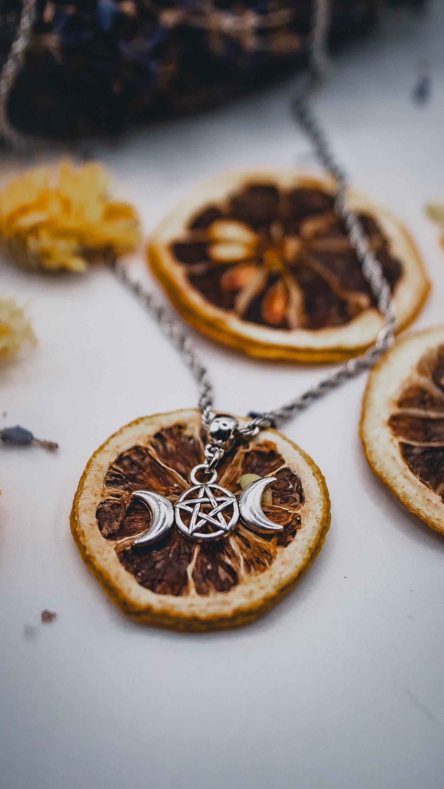 Small Triple Moon Goddess Necklace (Silver)