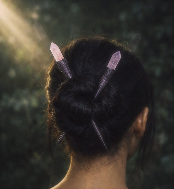 ROSE QUARTZ HAIR STICKS