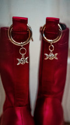 Small Triple Moon Goddess Boot Charms (Silver)