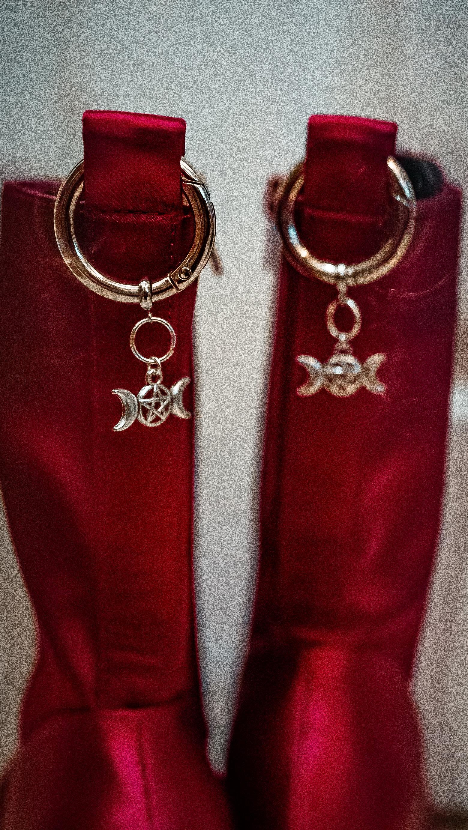 Small Triple Moon Goddess Boot Charms (Silver)