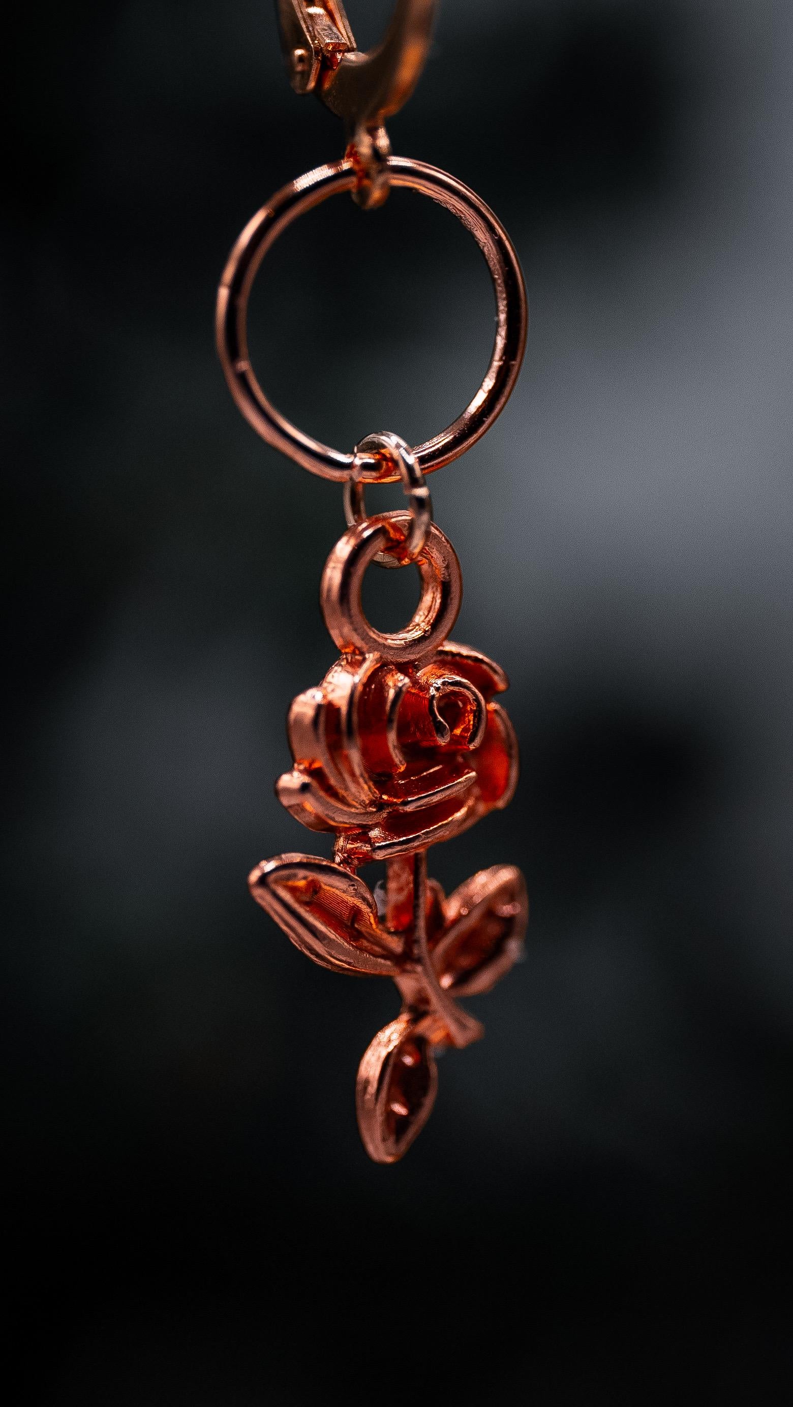 Rose Stem Earrings (Rose Gold)
