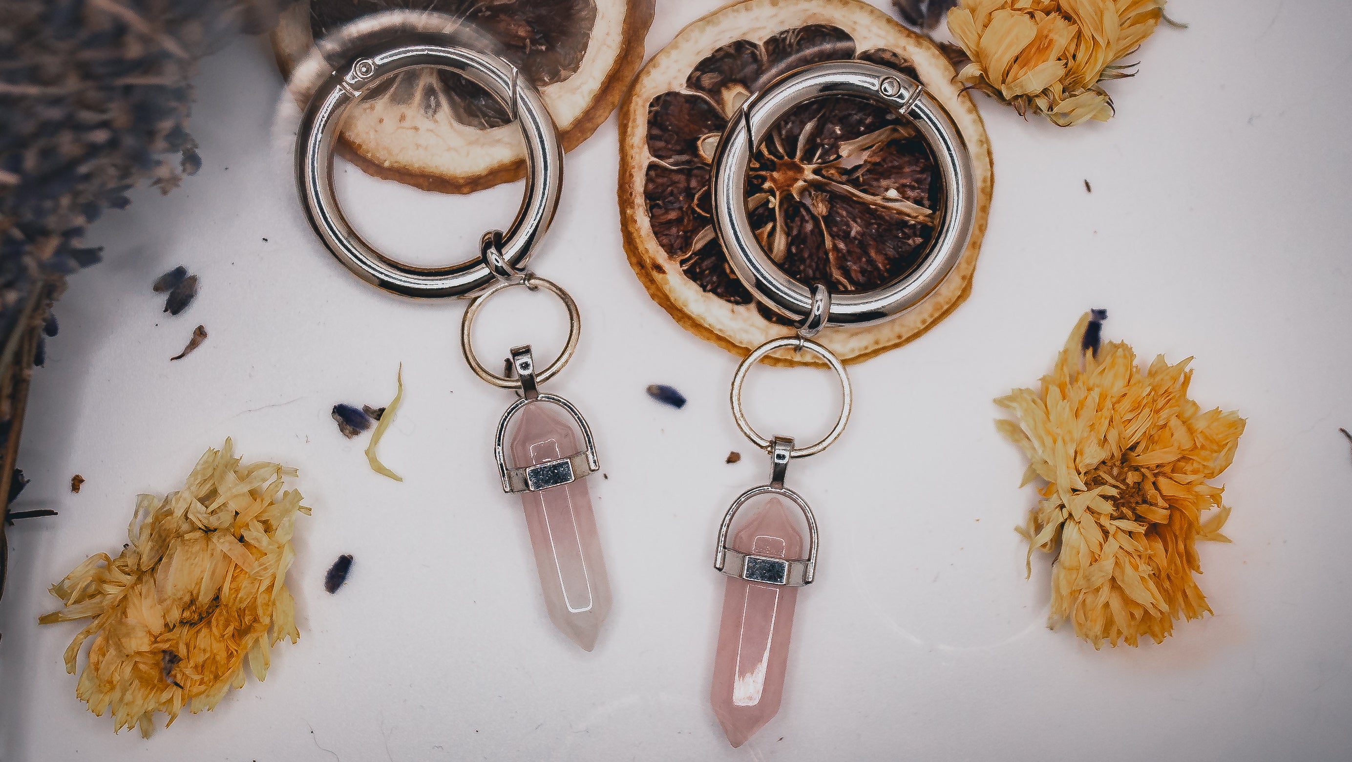 ROSE QUARTZ BOOT CHARMS (SILVER)