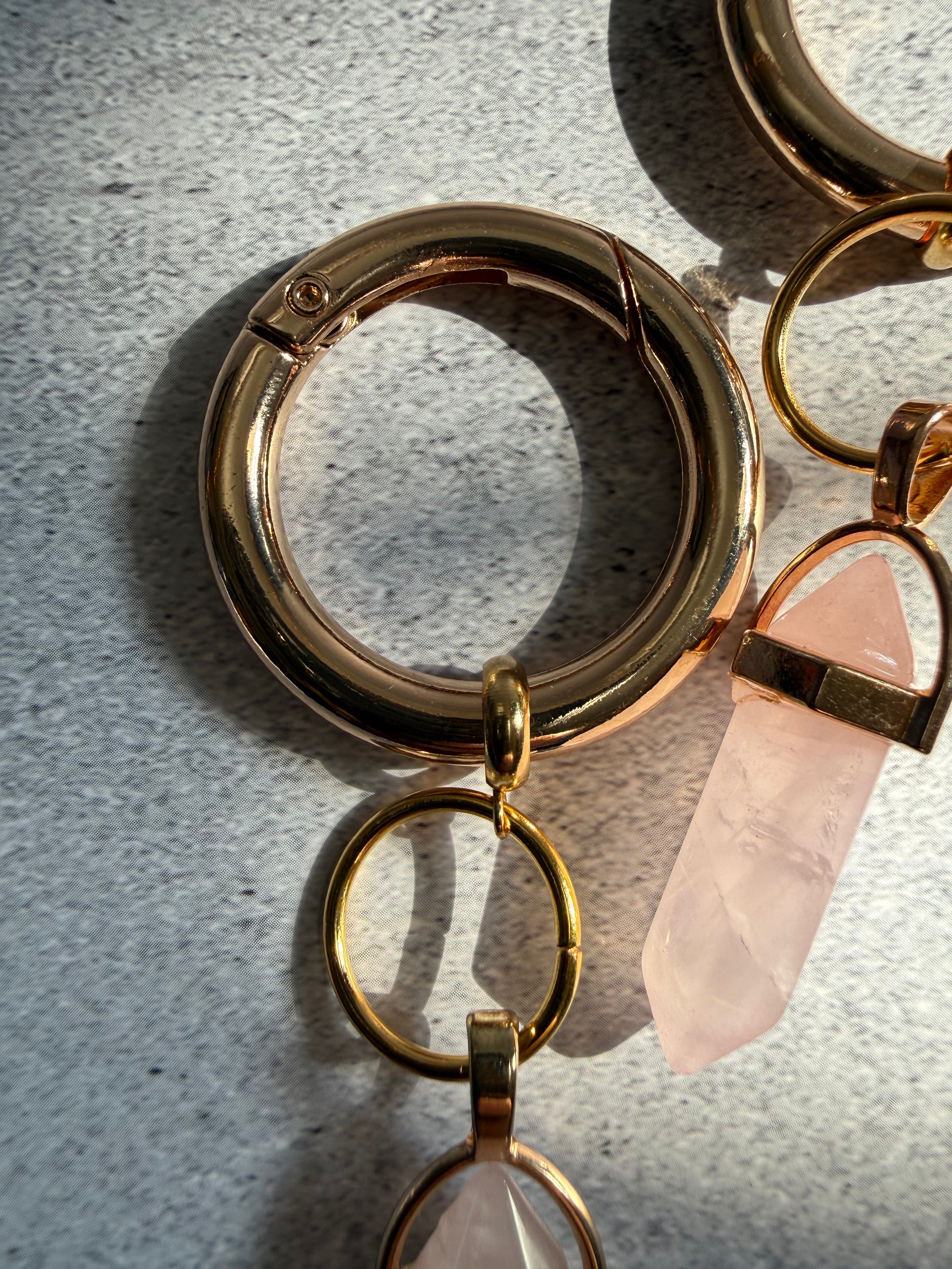 ROSE QUARTZ BOOT CHARMS (GOLD)