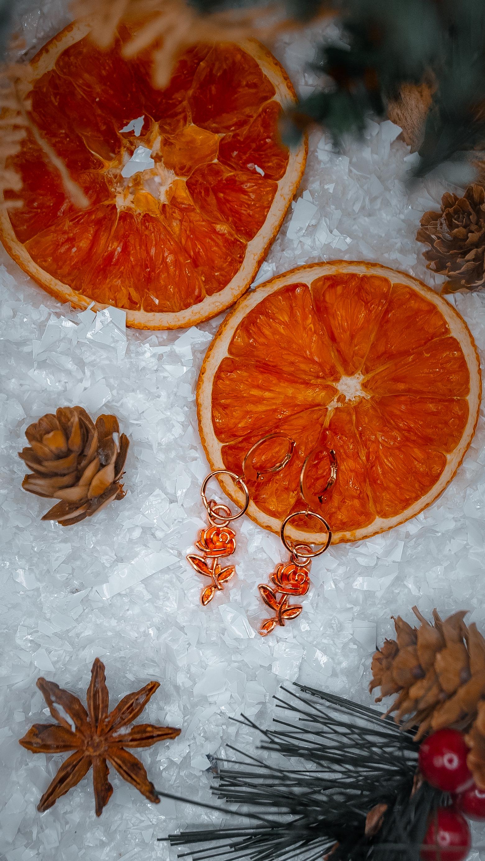 Rose Stem Earrings (Rose Gold)