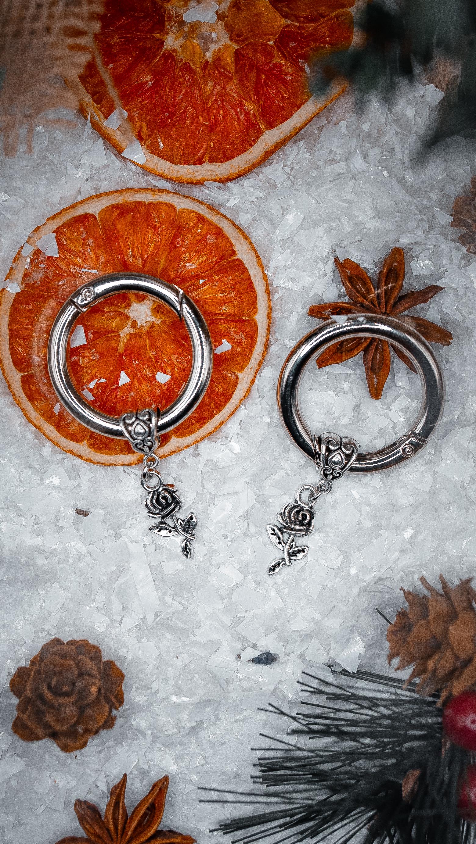 Rose Stem Boot Charms (Silver)