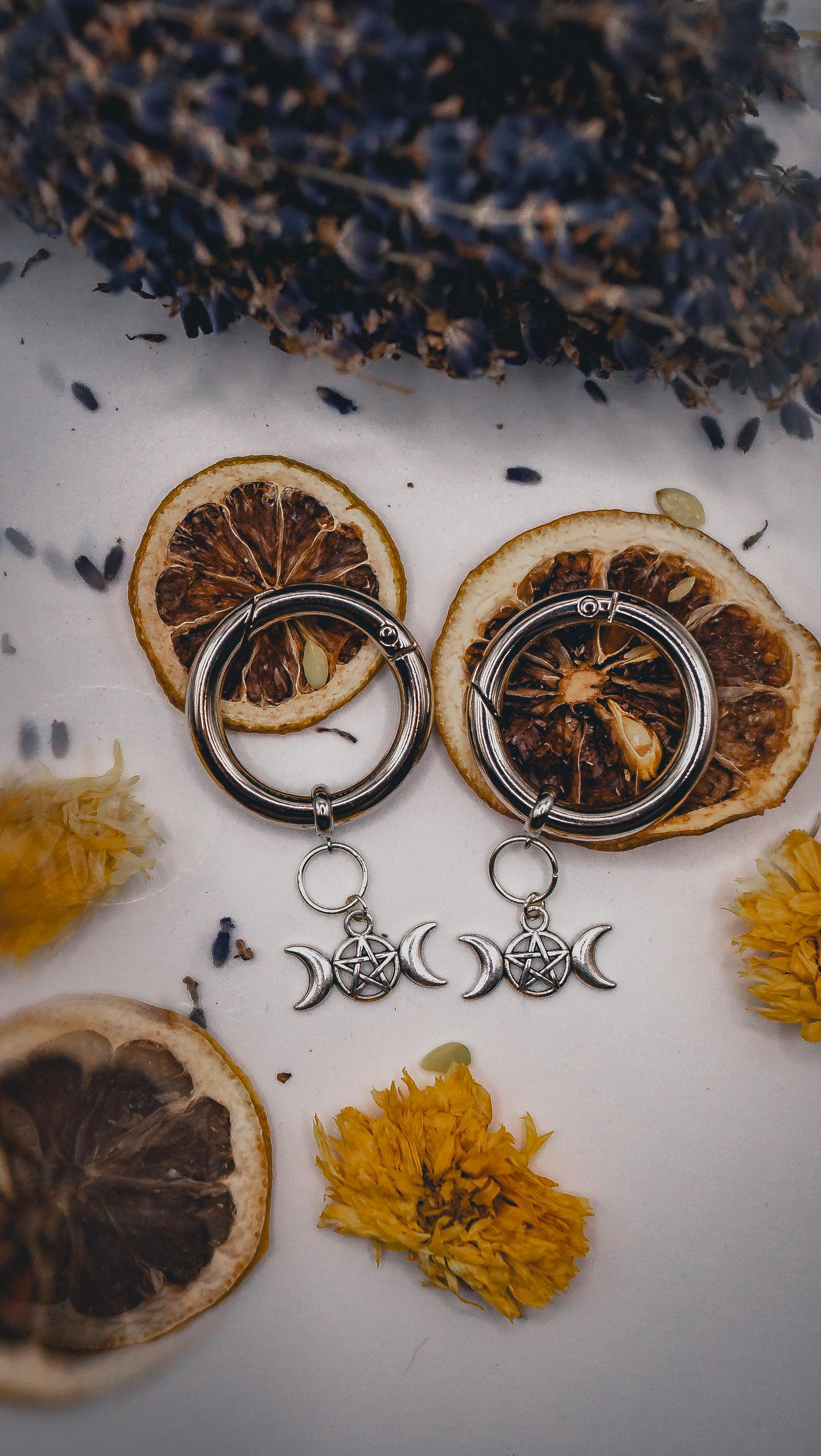 Small Triple Moon Goddess Boot Charms (Silver)