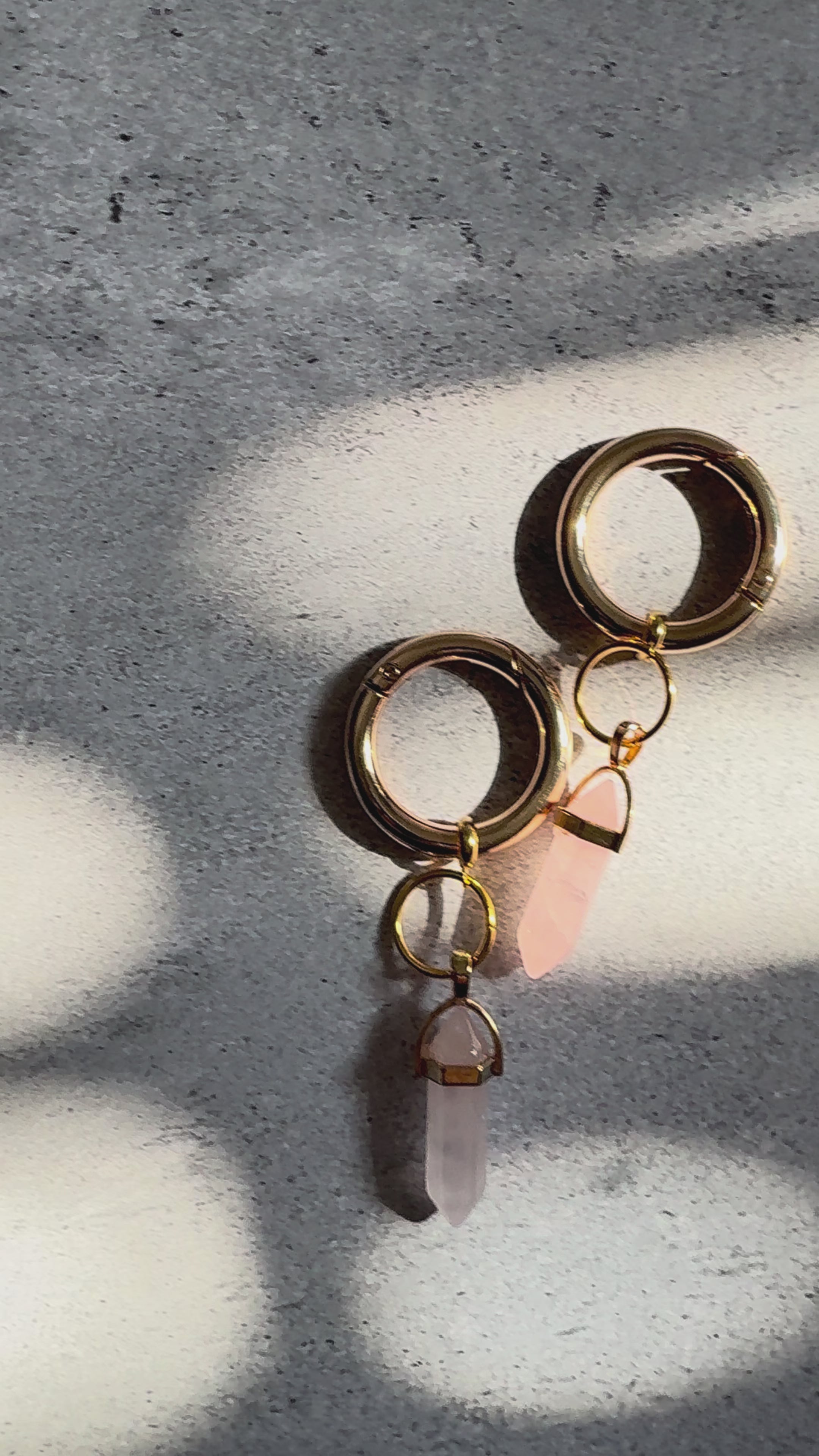 ROSE QUARTZ BOOT CHARMS (GOLD)